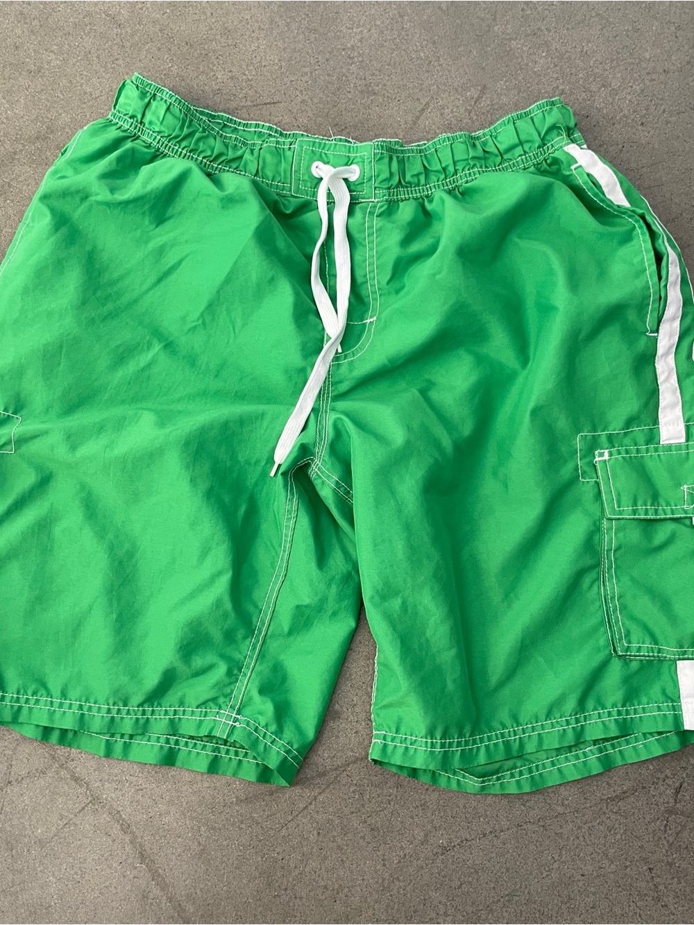 Kanu Surf Bright Green Swim Trunks with White Drawstring
